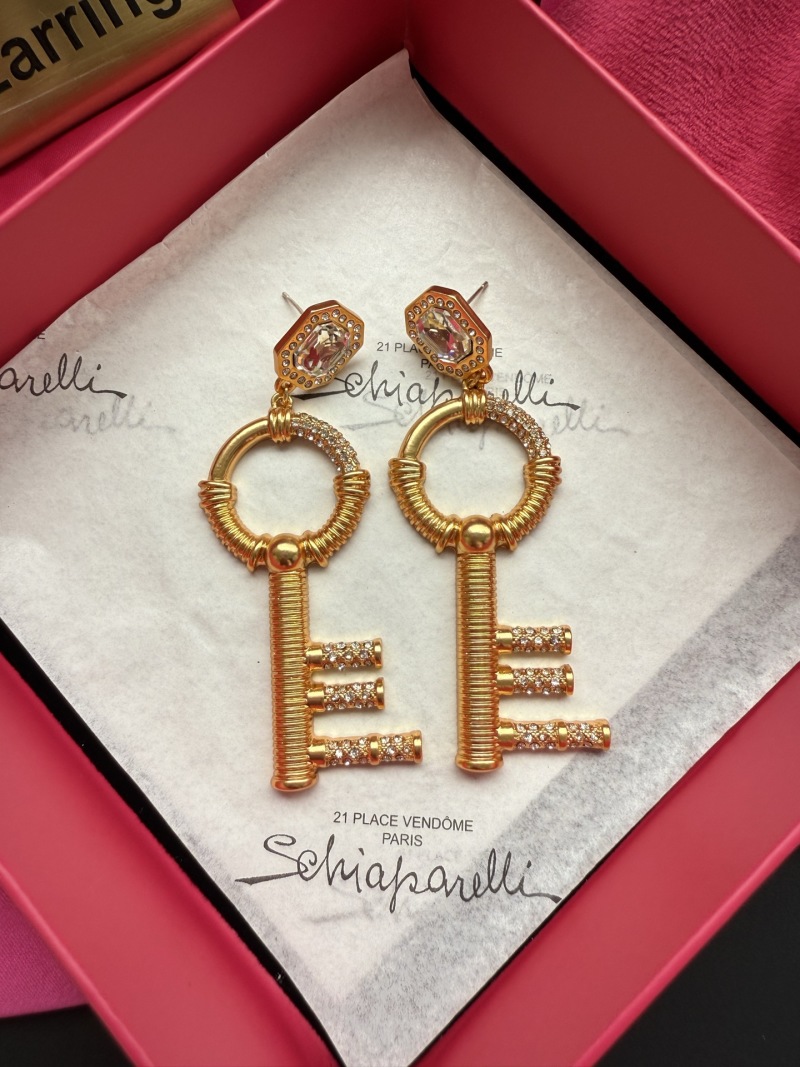 Серьги-ключ в золотом цвете с кристаллами Schiaparelli
