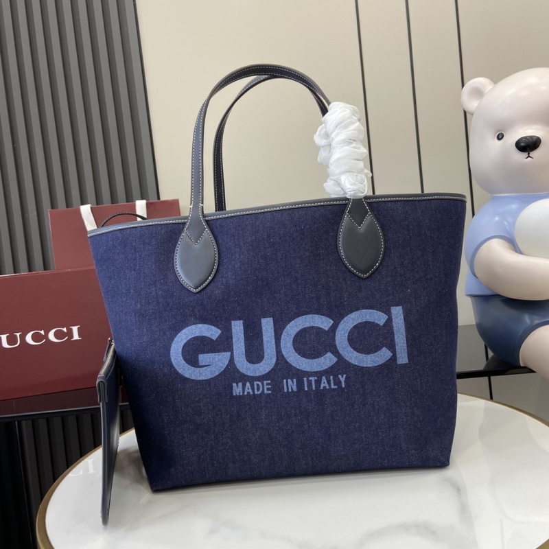 Сумка-тоут Gucci синяя с логотипом