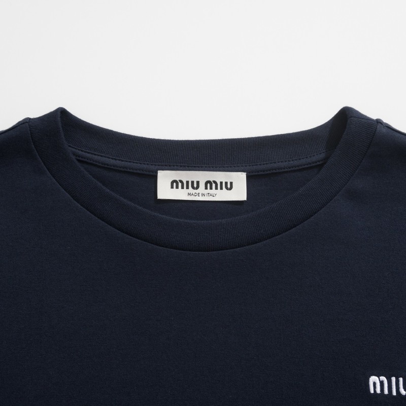 Футболка с длинным рукавом Miu Miu с вышивкой