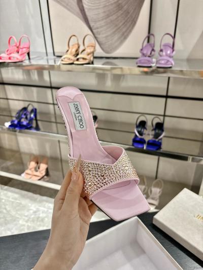 Женские розовые туфли Jimmy Choo с декором из страз