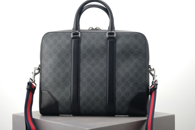 Портфель Gucci GG Supreme черный с кожаными вставками