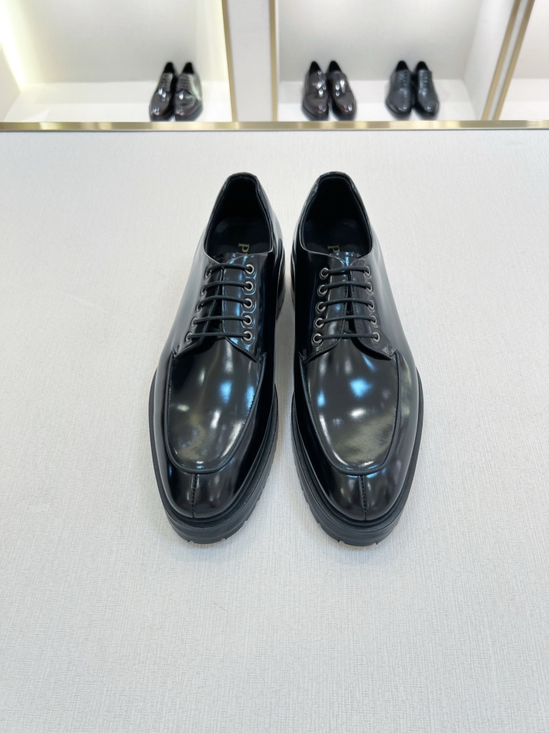 Мужские черные кожаные туфли на шнурках Prada