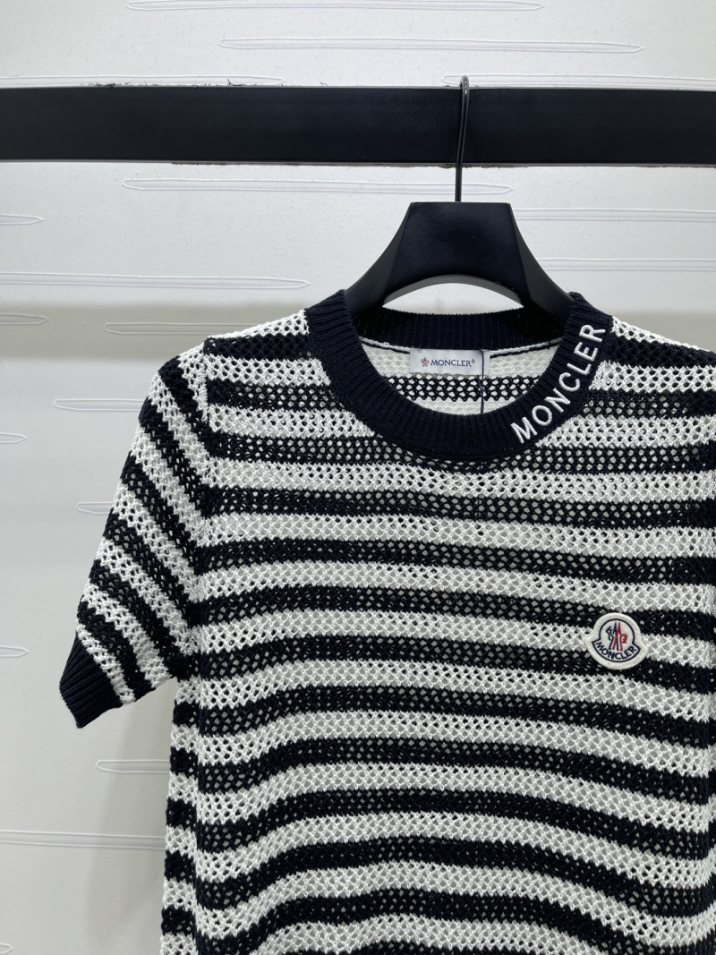 Вязаный джемпер с коротким рукавом и логотипом Moncler