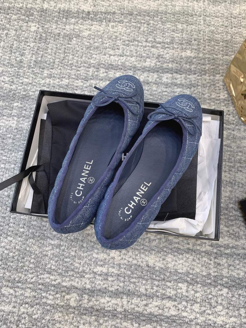 Женские туфли Chanel синие из денима