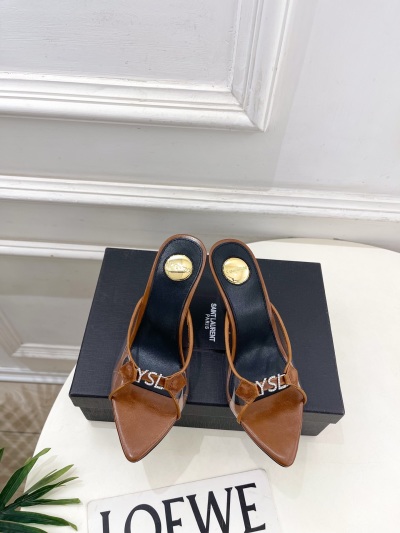 Женские сандалии Saint Laurent с кристаллами