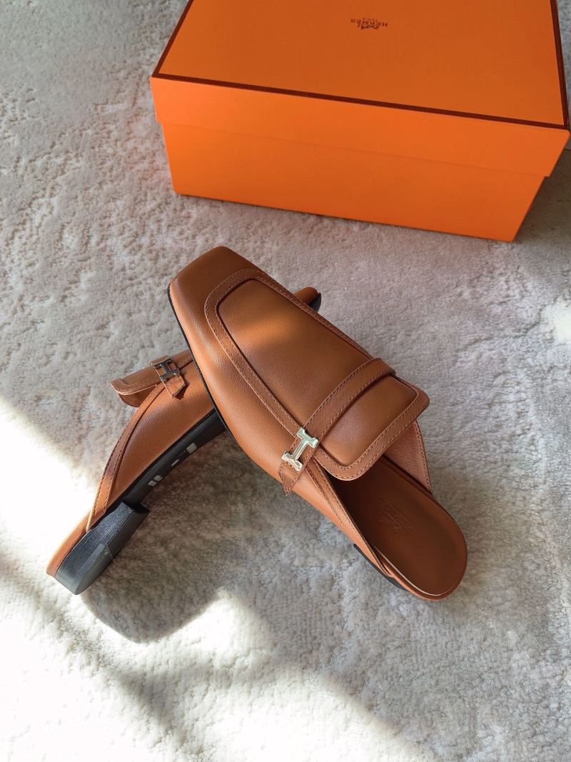 Мюли женские кожаные коричневые Hermès