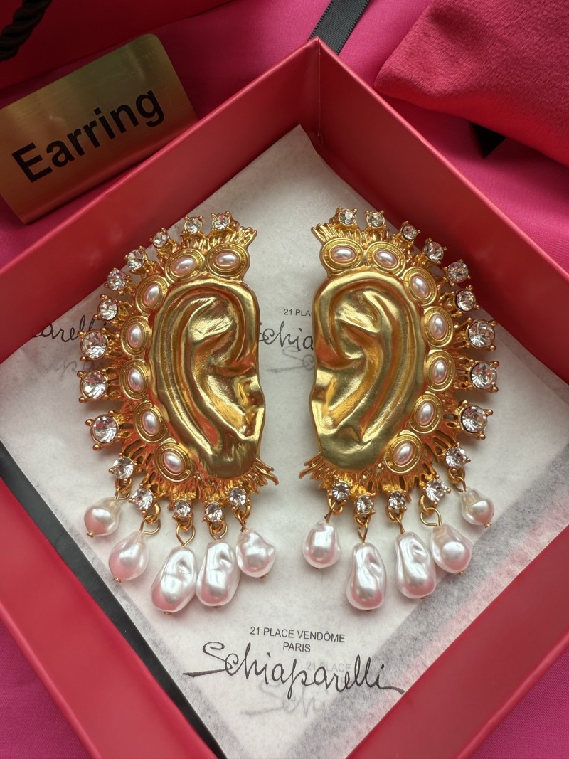 Серьги в виде уха с жемчугом и камнями Schiaparelli