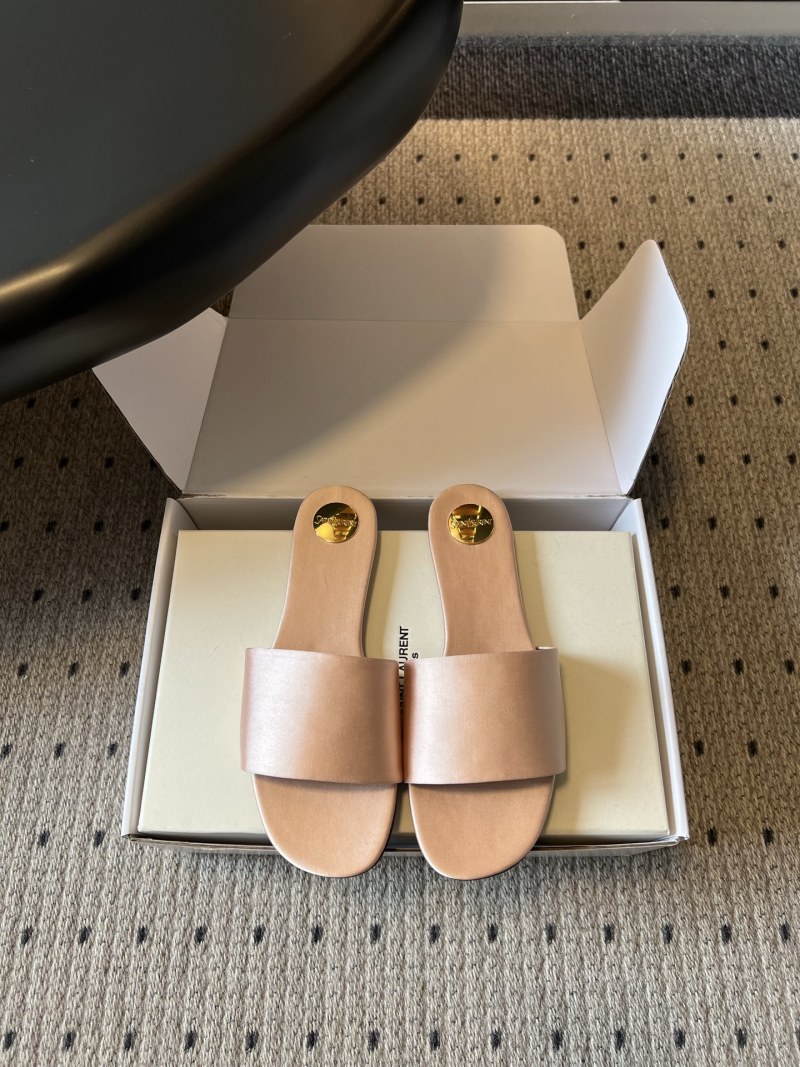 Босоножки женские атласные розовые Saint Laurent