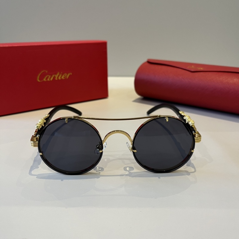 Солнцезащитные очки в металлической оправе с декором Cartier