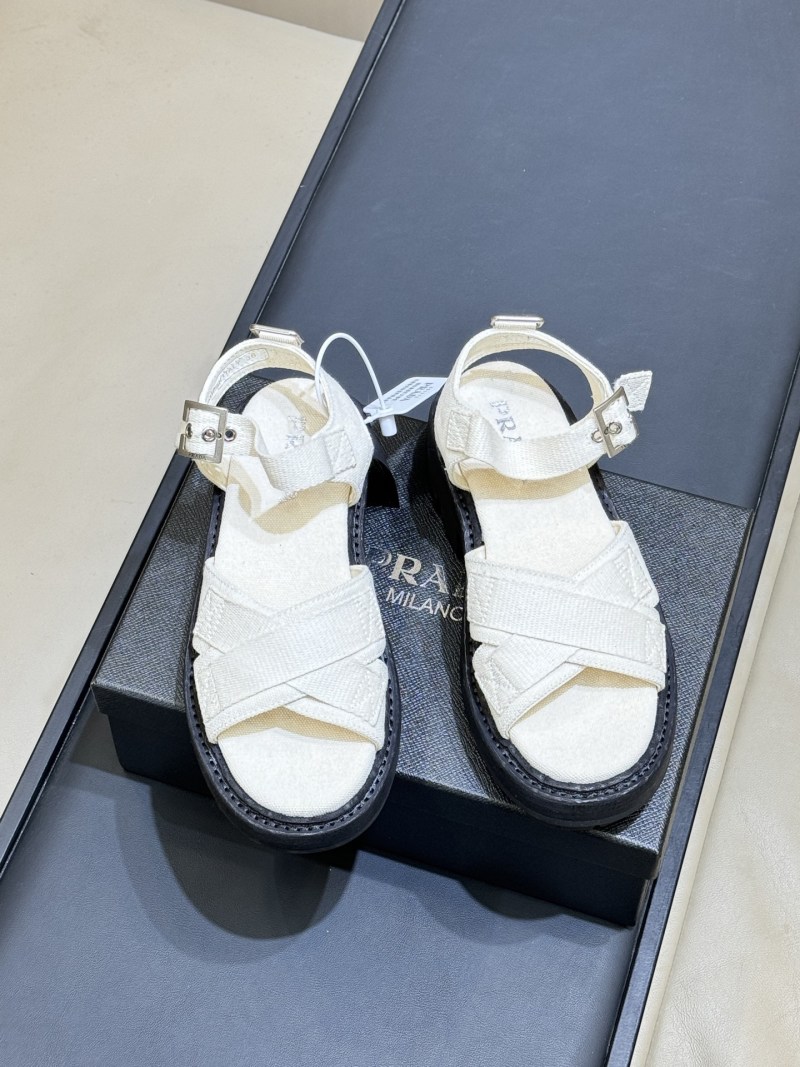 Прозрачные женские босоножки на платформе из текстиля Prada