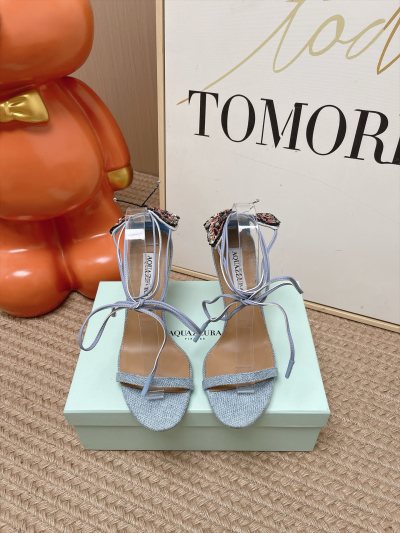 Женские босоножки Aquazzura с кристаллами серебристого цвета