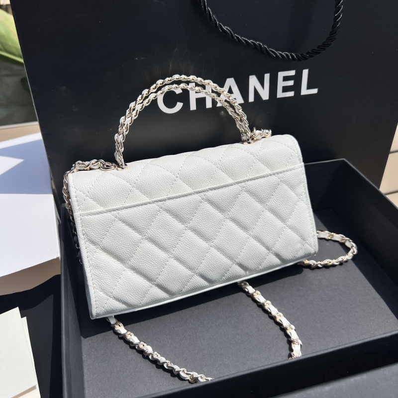 Chanel женская белая стеганая сумка из кожи