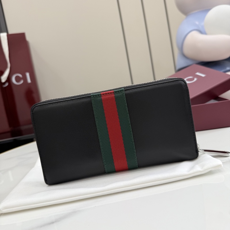 Портмоне Gucci с молнией и красно-зеленой полосой