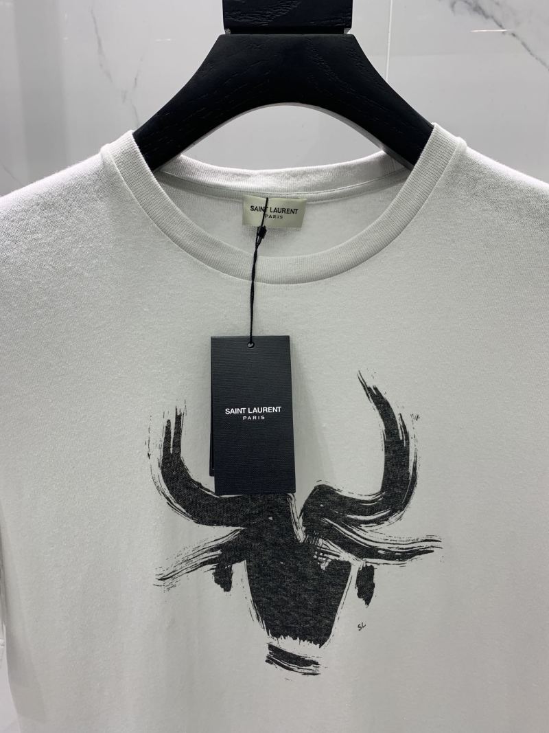 Белая футболка с принтом быка Saint Laurent