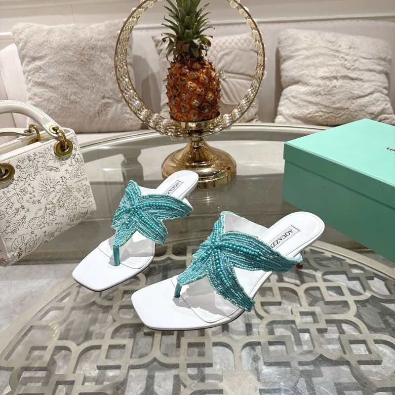 Женские шлепанцы с вышивкой морской звезды AQUAZZURA