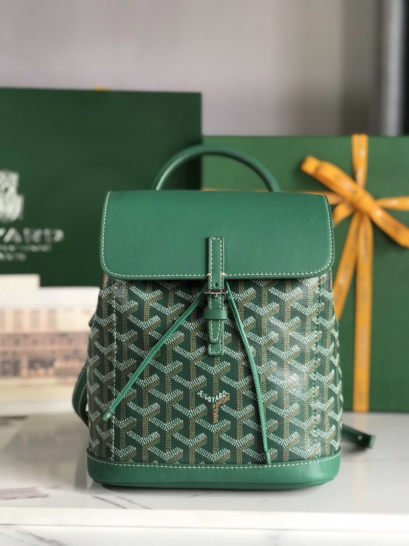 Миниатюрный рюкзак зеленого цвета с принтом Goyard