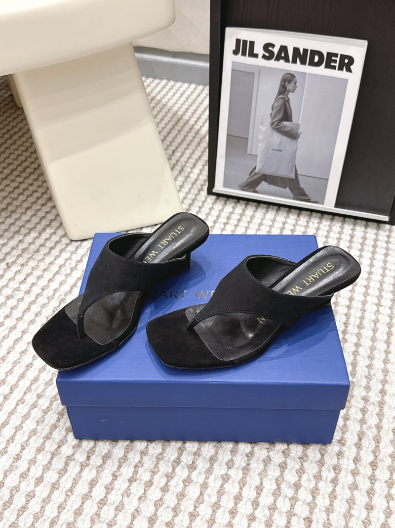 Женские черные замшевые босоножки на толстом каблуке, STUART WEITZMAN