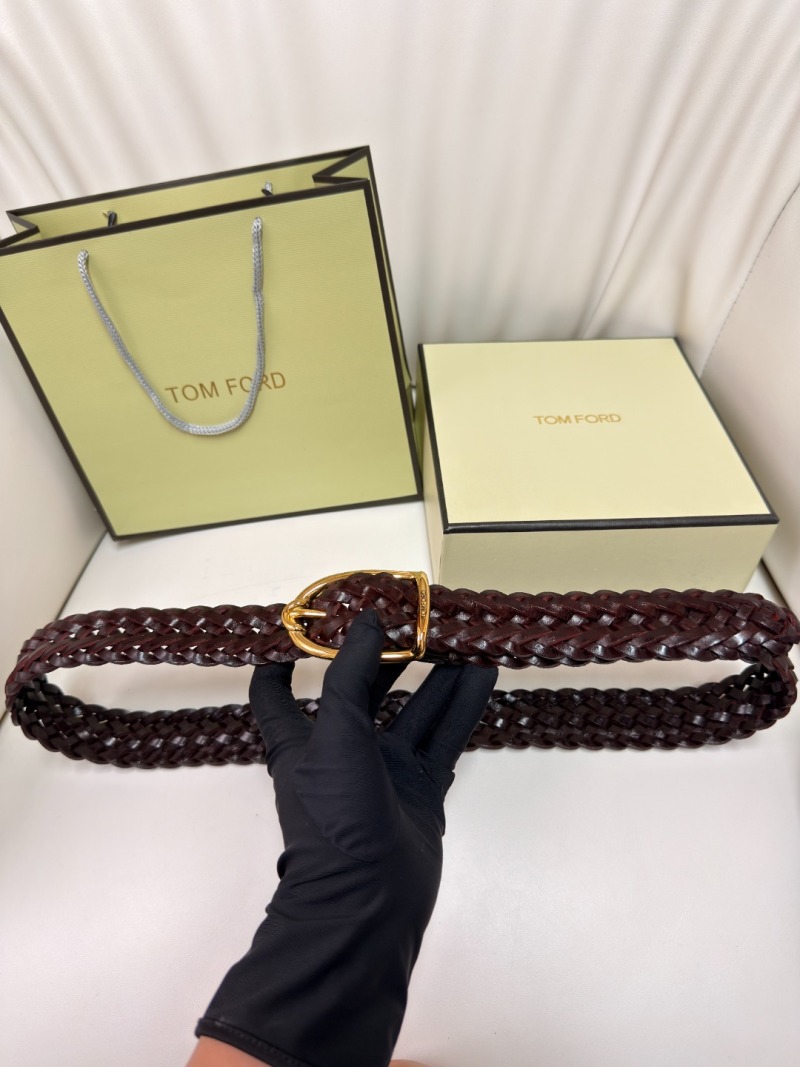 Ремень Tom Ford плетеный коричневый