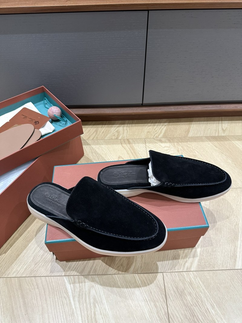 Мокасины замшевые мужские черные Loro Piana