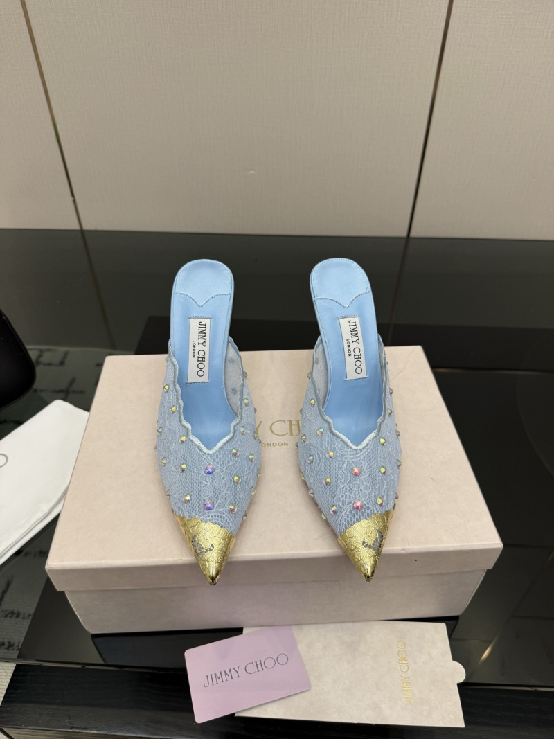 Женские туфли Jimmy Choo голубые с металлическим носком