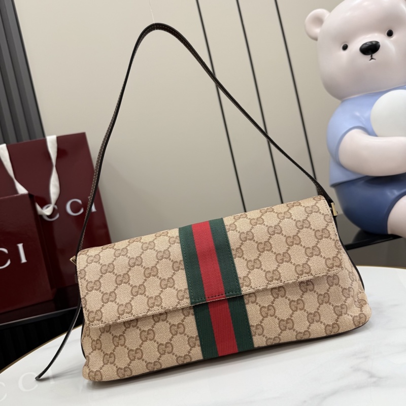 Сумка Gucci с канвой и красно-зеленой полосой