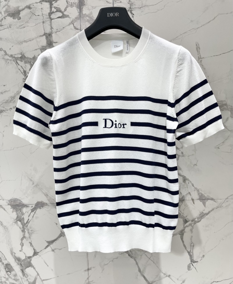 Вязаная футболка Dior с контрастными полосками