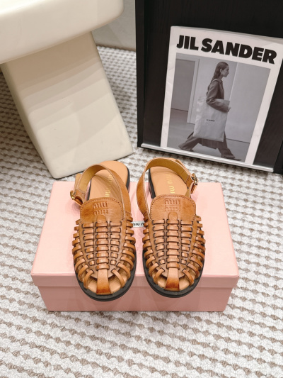 Плетеные кожаные сандалии Miu Miu