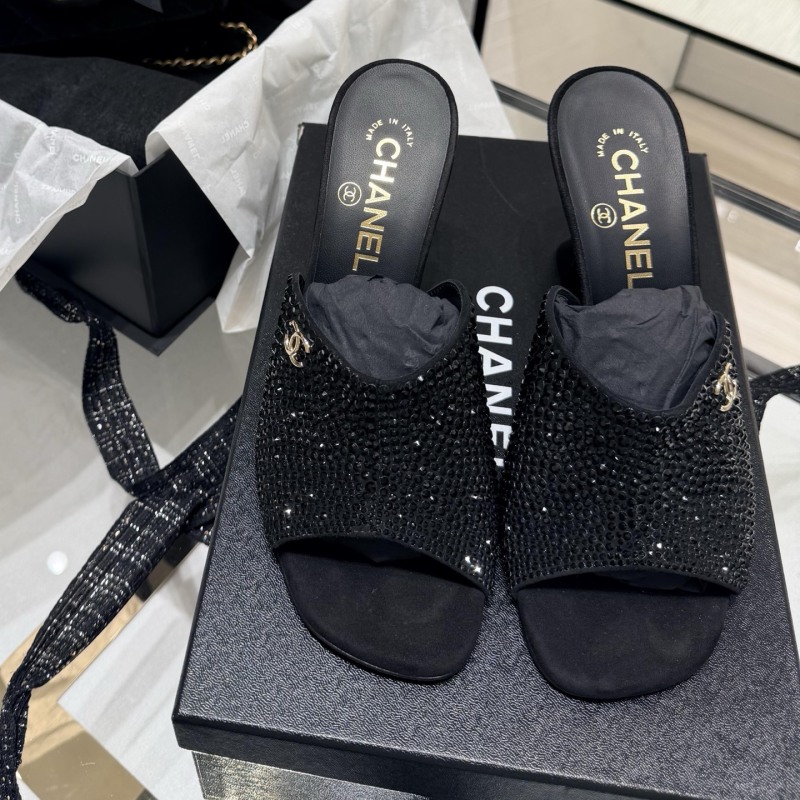 Мюли CHANEL черные со стразами