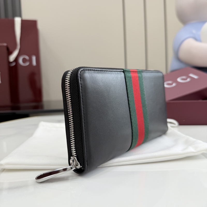 Портмоне Gucci с молнией и красно-зеленой полосой