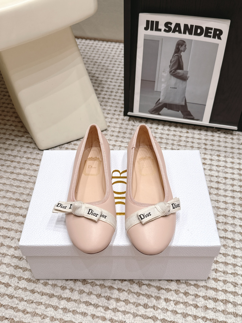 Женские туфли Dior с бантом, пудровый цвет