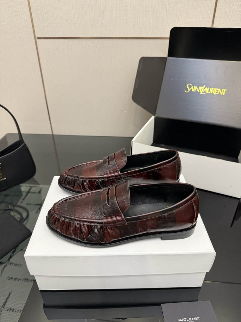 Женские лоферы YSL с логотипом и рюшами Saint Laurent