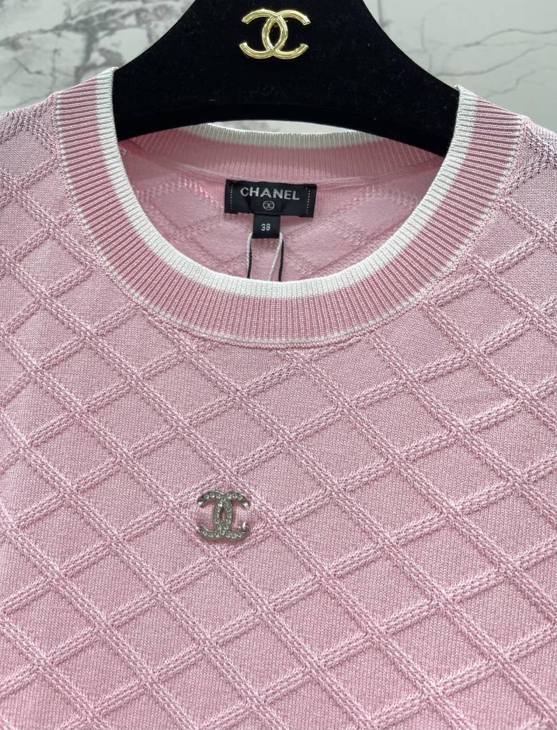 Женская вязаная майка с логотипом Chanel, розовый