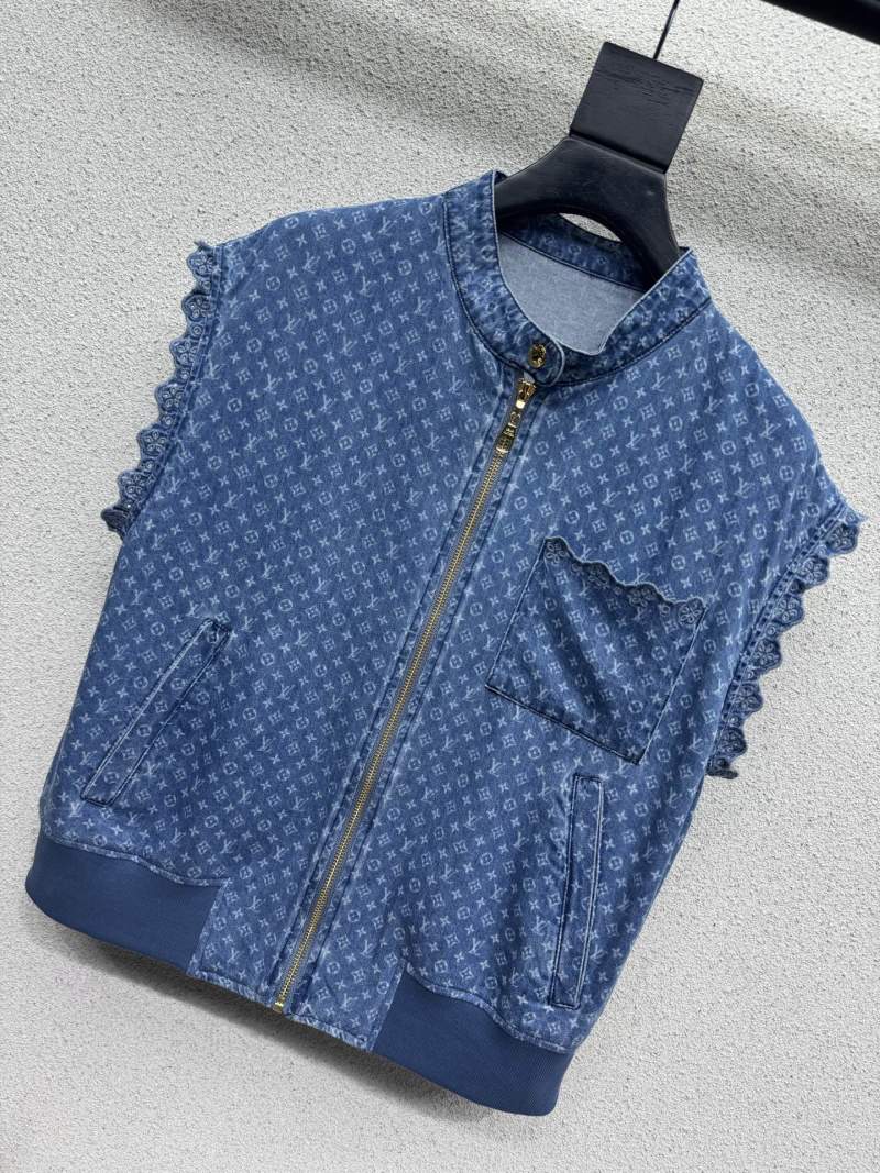 Синяя джинсовая жилетка с принтом Loro Piana