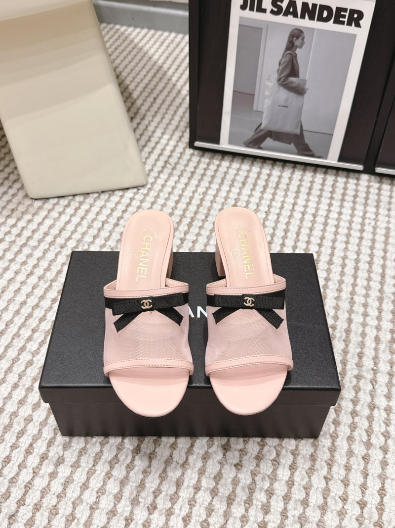 Мюли женские розовые с бантом Chanel