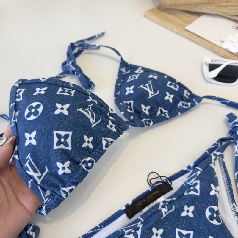 Купальник бикини синий с принтом Louis Vuitton
