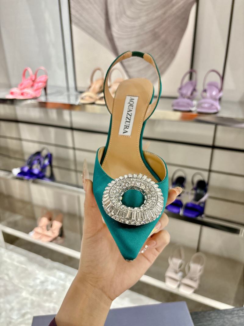 Мюли на каблуке с декоративной пряжкой из страз Aquazzura