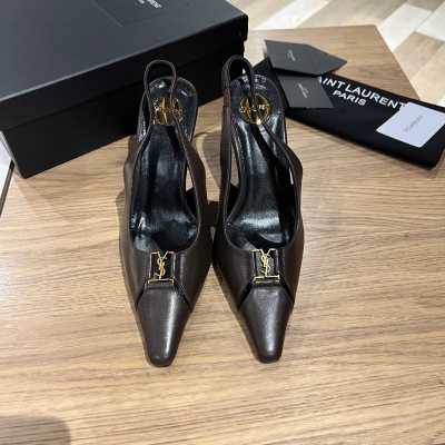 Женские туфли Saint Laurent YSL на высоком каблуке с металлической фурнитурой