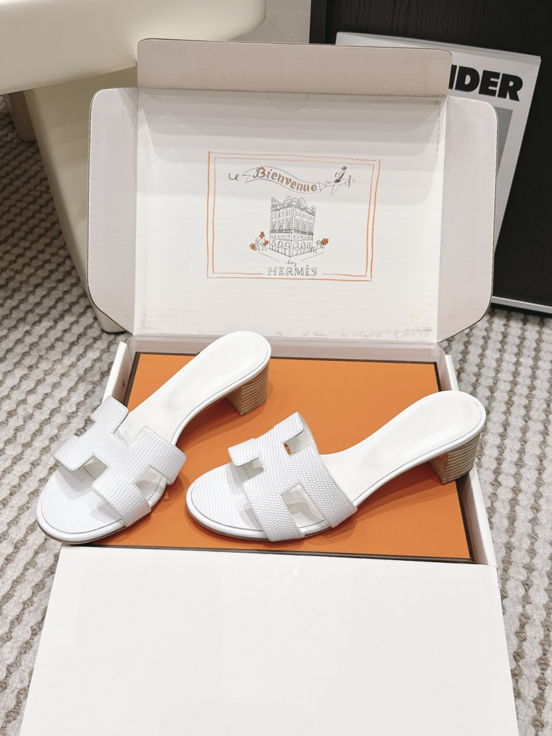 Женские белые мюли с T-образным ремешком Hermès