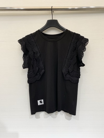 Женская футболка Sacai с кружевом