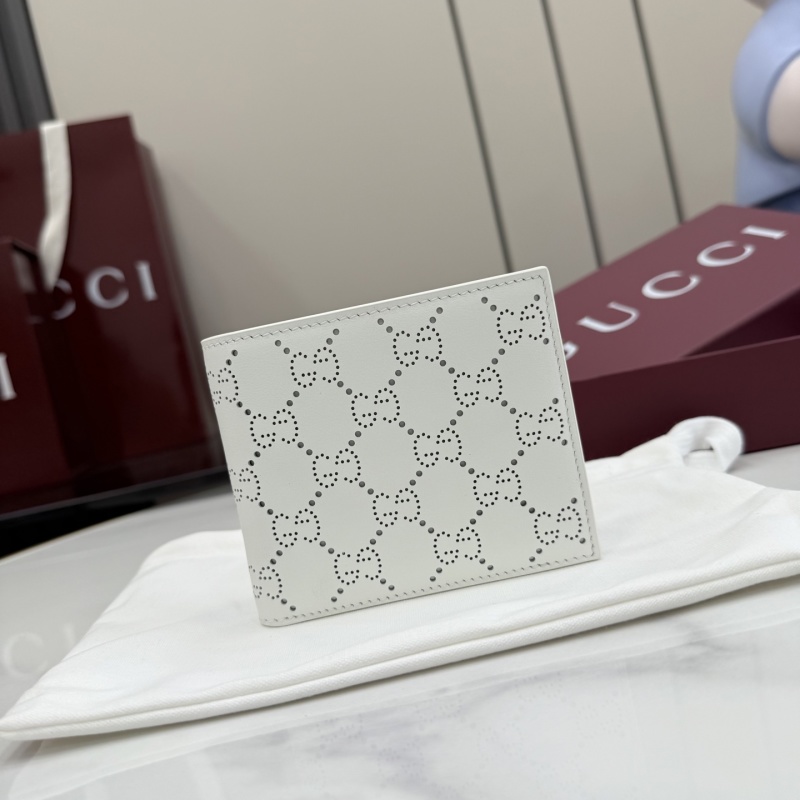 Белое портмоне Gucci с перфорированным принтом