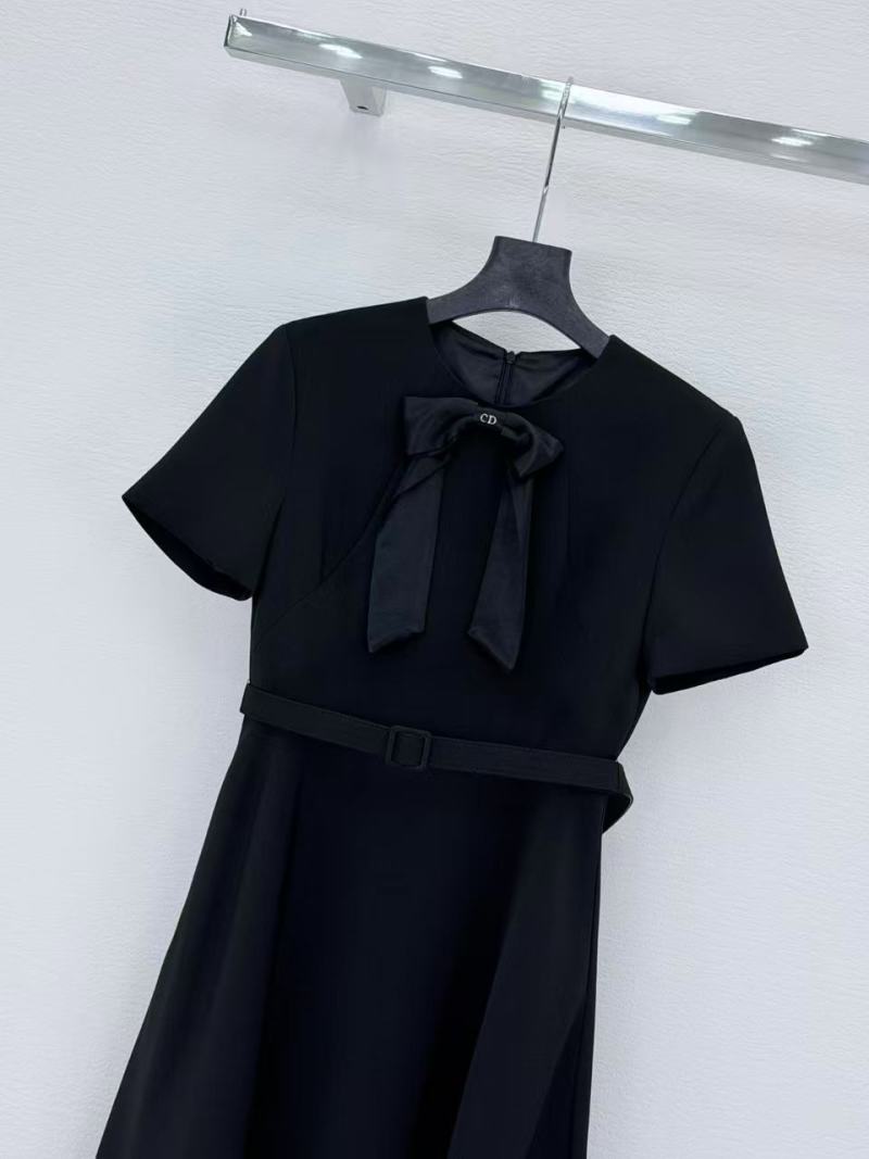 Женское повседневное черное платье с бантом Dior