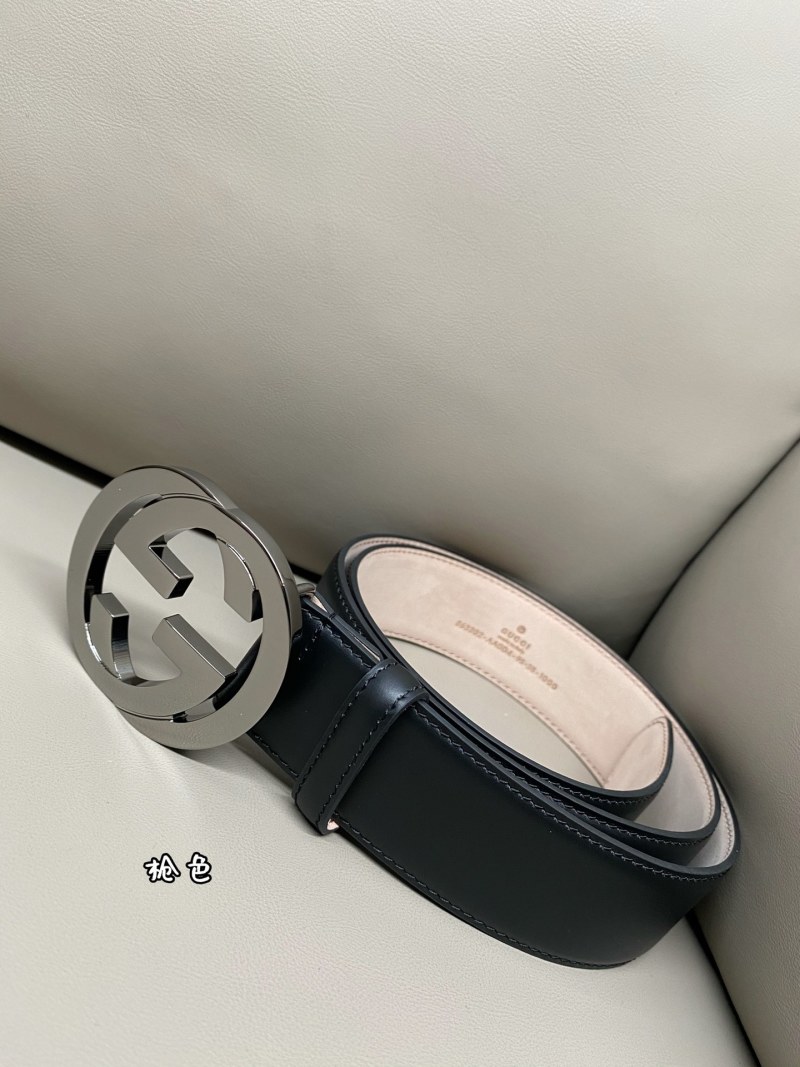Мужской кожаный ремень с пряжкой Double G Gucci