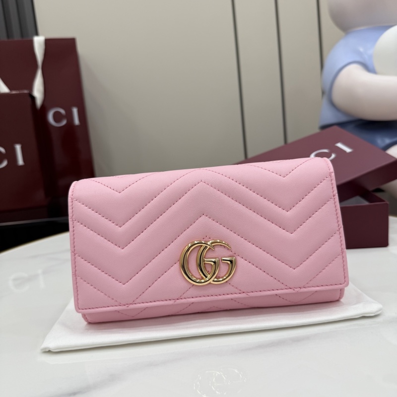 Портмоне Gucci розовое с золотым логотипом