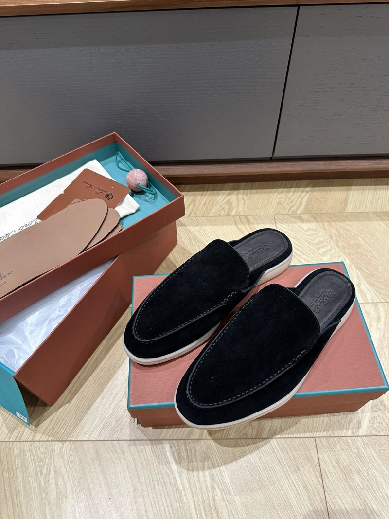 Мокасины замшевые мужские черные Loro Piana