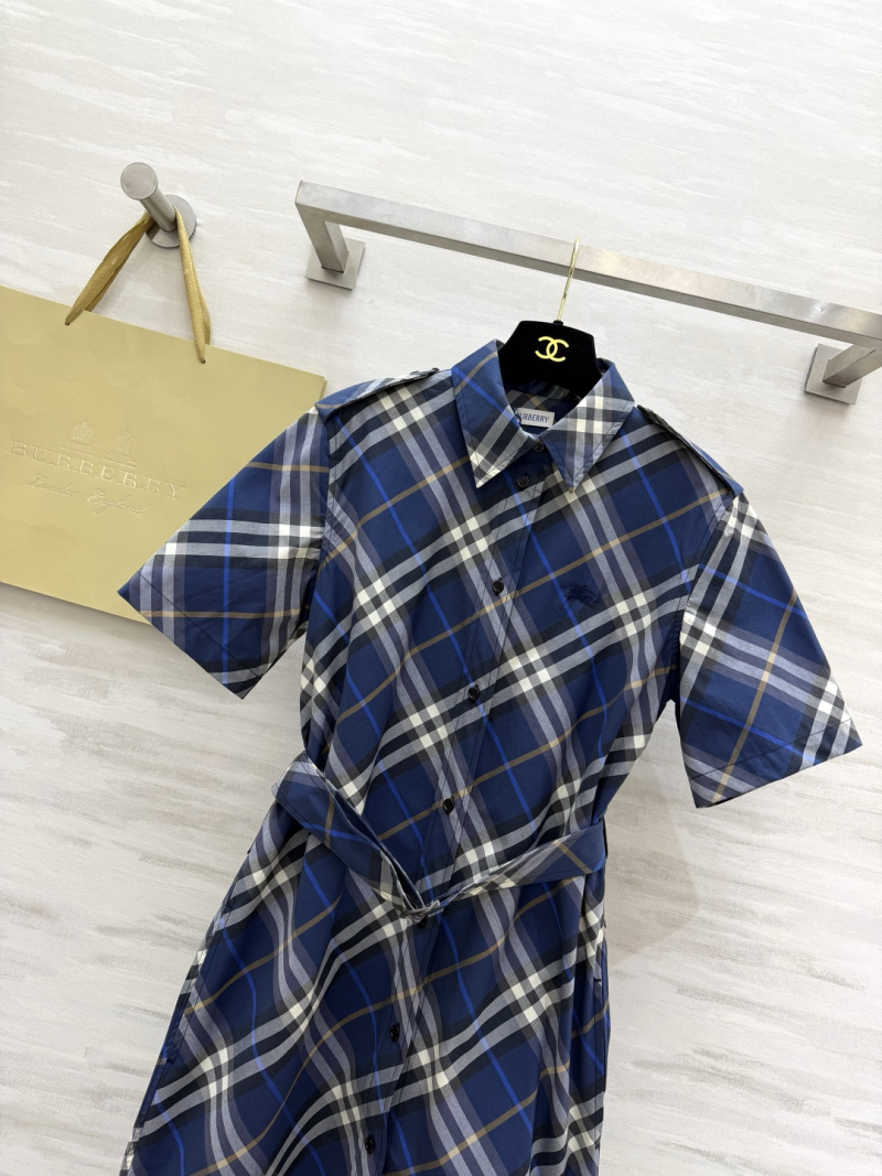 Женское платье в клетку с короткими рукавами и поясом Burberry