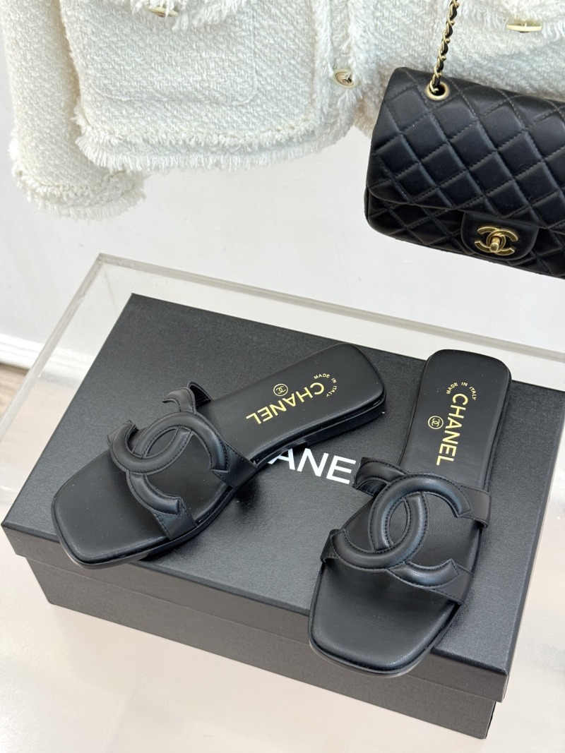 Черные кожаные сандалии с двойным C-кольцом, CHANEL