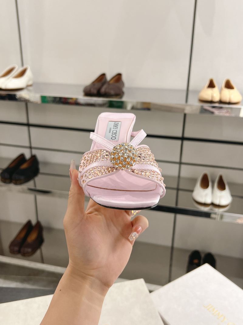 Розовые женские мюли со стразами Jimmy Choo