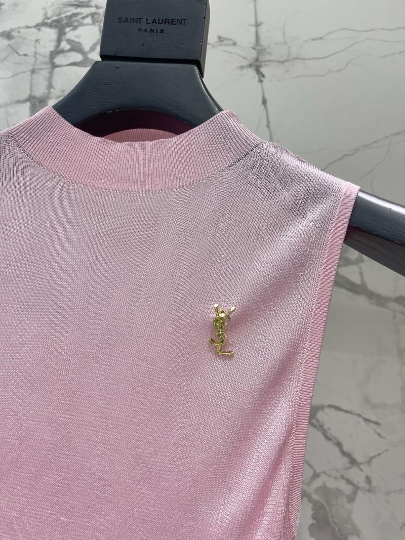 Топ бесрукавный Saint Laurent розовый полупрозрачный