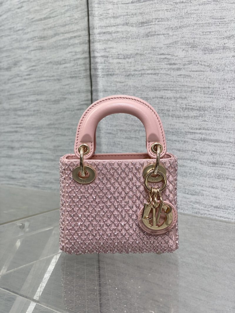 Сумка Dior Lady Dior розовая с кристаллами