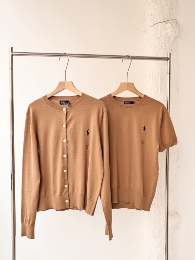 Комплект кардиган и футболка Ralph Lauren женский бежевый